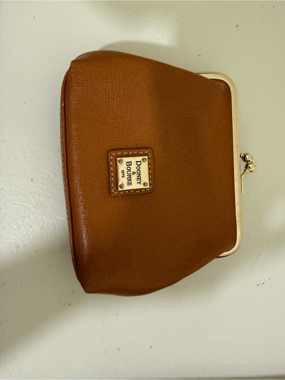Dooney & Bourke Tan Leather Kiss-Lock Coin Purse